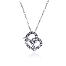 Load image into Gallery viewer, Sterling Silver Necklace with Fancy Paved Czs Pretzel Pendant