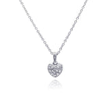 Sterling Silver Necklace with Small Heart Covered with Clear Czs Pendant