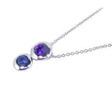 Sterling Silver Necklace with Classy Round Cut Amethyst and Blue Sapphire Pendant