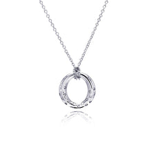 Load image into Gallery viewer, Sterling Silver Necklace with Modish Open Circle Inlaid wih Clear Czs Pendant