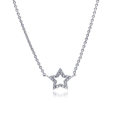 Sterling Silver Necklace with Small Paved Star Pendant