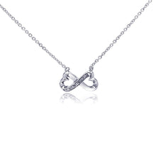Load image into Gallery viewer, Sterling Silver Necklace with Trendy Infinity Heart Inlaid with Clear Czs Pendant