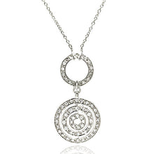 Load image into Gallery viewer, Sterling Silver Necklace with Classy Interlinked Circle Pendant Inlaid with Clear CzsAnd Chain Length of 16 -18  AdjustableAnd Pendant Dimensions: 44.5MMx22.3MM