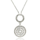 Sterling Silver Necklace with Classy Interlinked Circle Pendant Inlaid with Clear CzsAnd Chain Length of 16 -18  AdjustableAnd Pendant Dimensions: 44.5MMx22.3MM