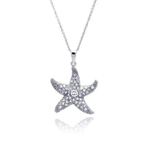 Load image into Gallery viewer, Sterling Silver Necklace with Fancy Micro Paved Starfish Pendant
