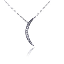 Load image into Gallery viewer, Sterling Silver Necklace with Delicate Paved Crescent Moon Pendant