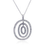 Sterling Silver Necklace with Elegant Multi Graduated Paved Czs Oval Pendant