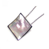Sterling Silver Necklace with Classy Square Mother of Pearl Pendant