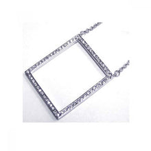 Load image into Gallery viewer, Sterling Silver Necklace with Stylish Paved Czs Rectangular Frame Pendant