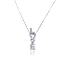 Load image into Gallery viewer, Sterling Silver Necklace with Stylish  LOVE  Inlaid with Clear Czs Pendant