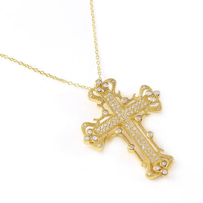 Sterling Silver Gold Plated Cross Necklace