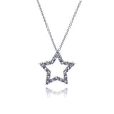 Sterling Silver Necklace with Modish Paved Star Pendant