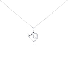 Load image into Gallery viewer, Sterling Silver Necklace with Classy  MOM  Heart Shaped  Inlaid with Clear Czs Pendant