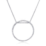 Sterling Silver Necklace with Trendy Paved Czs Open Circle Pendant