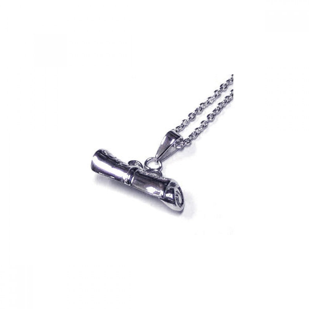 Sterling Silver Rhodium Plated Graduation Pendant Necklace