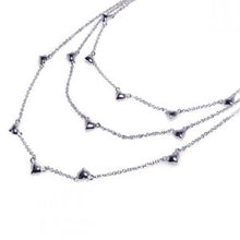 Load image into Gallery viewer, Sterling Silver Multi Strand Necklace with Multi Small Plain Heart Connector