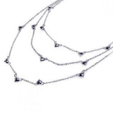 Sterling Silver Multi Strand Necklace with Multi Small Plain Heart Connector