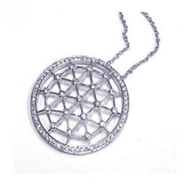 Load image into Gallery viewer, Sterling Silver Necklace with Fancy Cut-Out Circle Inlaid with Clear Czs Pendant