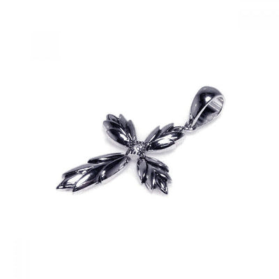 Sterling Silver Rhodium Plated Polished Cross Pendant Necklace