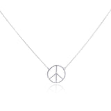 Sterling Silver Necklace with Twisted Rope Peace Sign Pendant