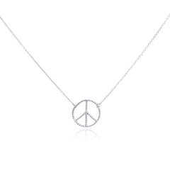 Sterling Silver Necklace with Twisted Rope Peace Sign Pendant