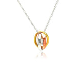 Sterling Silver Necklace with Three-Toned High Polished Ring Pendant