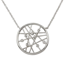 Load image into Gallery viewer, Sterling Silver Necklace with Fancy Round Cobweb Inlaid with Clear Czs Pendant