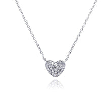 Load image into Gallery viewer, Sterling Silver Necklace with Fancy Small Heart Covered with Czs Pendant
