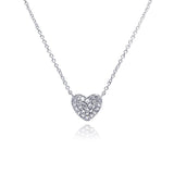 Sterling Silver Necklace with Fancy Small Heart Covered with Czs Pendant