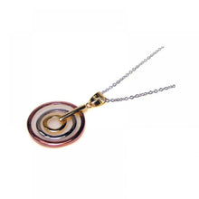 Load image into Gallery viewer, Sterling Silver Necklace with High Polished Tri-Color Graduated Open Circle Pendant