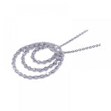 Sterling Silver Necklace with Classy Graduated Open Circle Set with Clear Czs Pendant