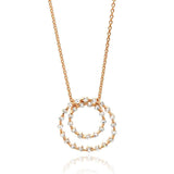 Sterling Silver Rose Gold Plated Necklace with Fancy Open Circle Set with Clear Czs PendantAnd Chain Length of 16 -18 And Pendant Diameter: 24MM