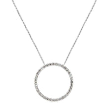 Load image into Gallery viewer, Sterling Silver Necklace with Classy Paved Czs Open Circle Pendant