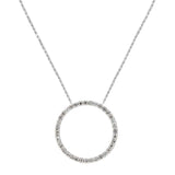 Sterling Silver Necklace with Classy Paved Czs Open Circle Pendant