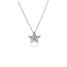 Load image into Gallery viewer, Sterling Silver Necklace with Small Star Inlaid with Clear Czs Pendant