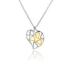Load image into Gallery viewer, Sterling Silver Necklace with Two-Toned Cut-Out Multi Heart Design Pendant