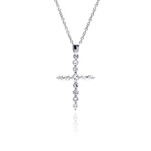 Load image into Gallery viewer, Sterling Silver Rhodium Plated CZ Cross Pendant Necklace