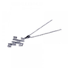 Load image into Gallery viewer, Sterling Silver Rhodium Plated Square CZ Cross Pendant Necklace