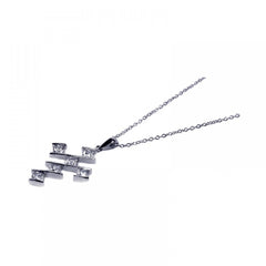 Sterling Silver Rhodium Plated Square CZ Cross Pendant Necklace