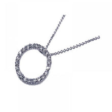 Load image into Gallery viewer, Sterling Silver Necklace with Modish Paved Czs Circle PendantAnd Chain Length of 16 -18 And Pendant Diameter: 25MM