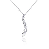 Sterling Silver Necklace with Fancy Journey Pendant Set with Graduated Clear Czs