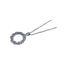 Load image into Gallery viewer, Sterling Silver Necklace with Antique Style Open Circle Inlaid with Clear Czs Pendant