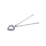 Sterling Silver Necklace with Fancy Paved Open Heart Pendant