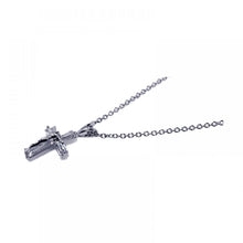 Load image into Gallery viewer, Sterling Silver Rhodium Plated CZ Cross Pendant Necklace