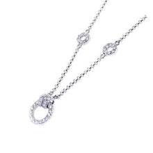 Load image into Gallery viewer, Sterling Silver Classy Necklace with Connectos and Paved Czs Circle Pendant