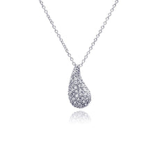 Load image into Gallery viewer, Sterling Silver Necklace with Fancy Paved Czs Teardrop Pendant