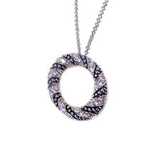 Load image into Gallery viewer, Sterling Silver Necklace with Three-Toned Circle Swirl Inlaid with Clear Czs Pendant