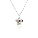 Sterling Silver Necklace with Antique Style Heart Crown Inlaid with Multi-Colored Czs Pendant