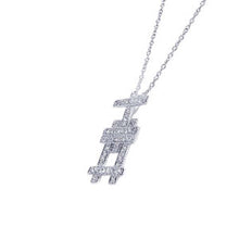 Load image into Gallery viewer, Sterling Silver Necklace with Fancy Multi Paved Czs Bars Pendant