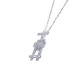 Sterling Silver Necklace with Fancy Multi Paved Czs Bars Pendant